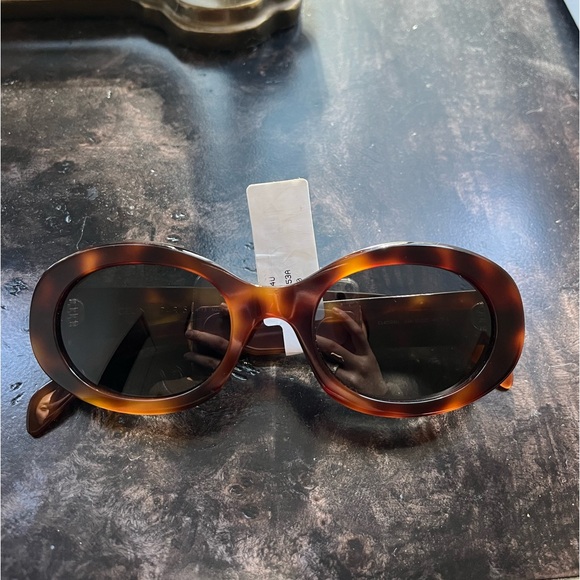Celine triomphe oval sunglasses Havana - Picture 2 of 16